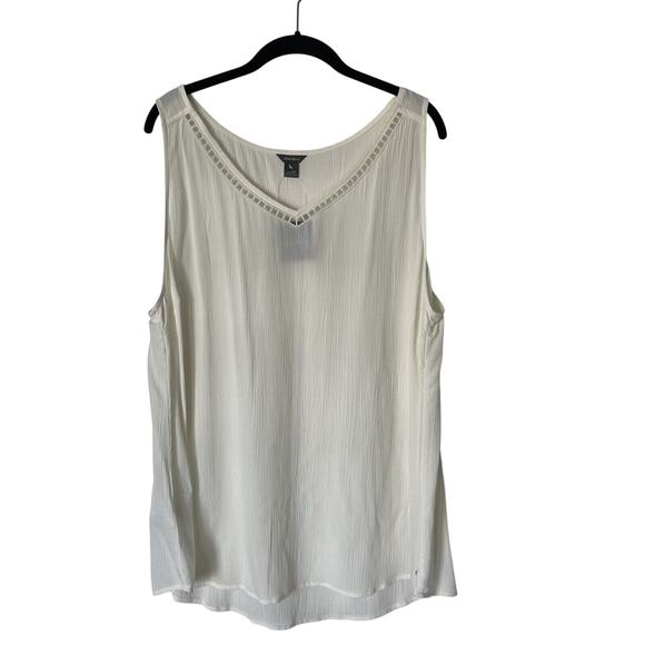 Eddie Bauer Thistle Tank with Cutwork Detail on V-Neck - NWT - Sz XXL, Cream - Picture 1 of 9